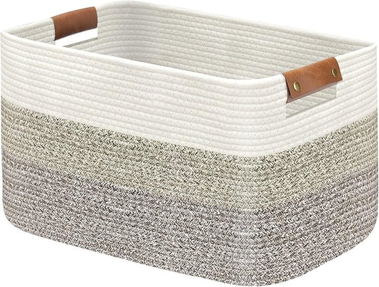 Large Collapsible Laundry Basket, Clothes Hamper for Blanket, Toy, Towels, Woven Baskets for Storage, Nursery Home Decor Living room 21.6" x 15" x 11.8", Gradient Brown