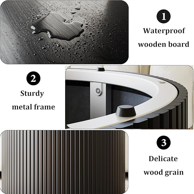 Black Round Coffee Table with Metal Frame, 35" Coffee Tables for Living Room, Circle Wood Accent Center Table for Apartment