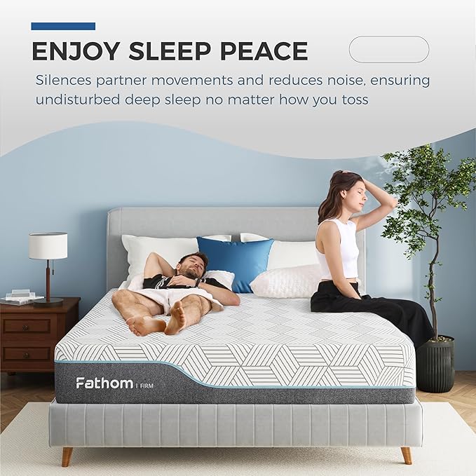 FATHOM Firm Queen Mattress 10 Inch Memory Foam Mattress Queen Size Bed in a Box for Back Pain Relief and Cool Sleep with Gel Foam and Removeable Fiberglass Free Cover, CertiPUR-US Certified