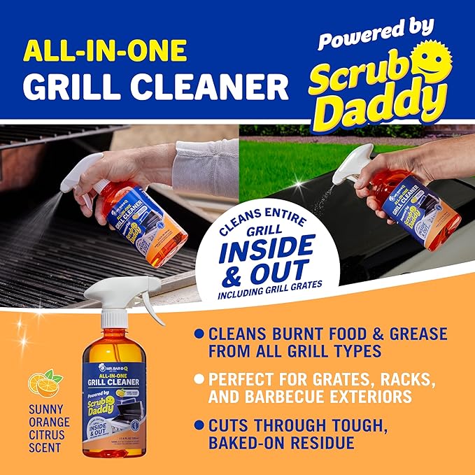 Mr. Bar-B-Q XL Triple Action Grill Brush and All in One Grill Cleaner Powered by Scrub Daddy