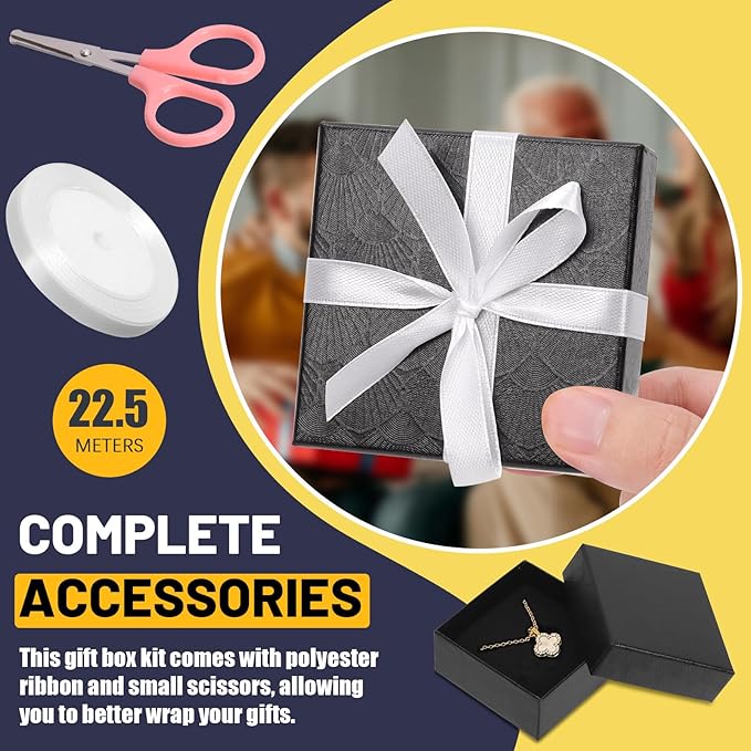 Glarks 17pcs 2.95 x 2.95in Jewelry Gifts Boxes Kit, Black Fan Shaped Jewelry Boxes for Ring Earring Jewelry, Christmas, Birthday, Anniversaries, Valentine’s Day, Mother’s Day and Other Festivals