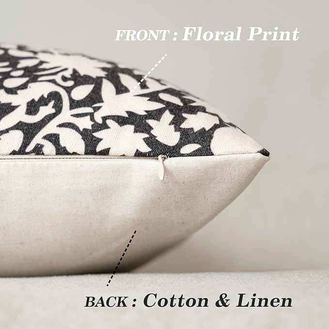 Foindtower Set of 2 Decorative Long Body Lumbar Throw Pillow Covers Accent Farmhouse Cushion Covers Neutral Vintage Pillowcase for Couch Sofa Bedroom Living Room Home Decor Outdoor14×36 Inch,Black