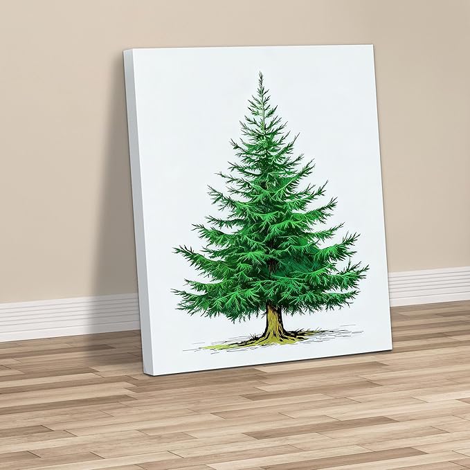 Framed Christmas Pictures Wall Decor,Vintage Pine Tree Prints,Winter Christmas Canvas Wall Art Decoration for Bedroom Bathroom Living Room Rustic Xmas Holiday Gifts (Christmas Tree 6, 16'' X 20'')