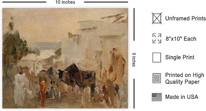 Poster Master Vintage The Bazaar Painting Poster - Retro Street in Udaipur Print - India Art - Cityscape Art - Farmhouse Art - Abstract Art - Office or Living Room Wall Decor - 8x10 UNFRAMED Wall Art