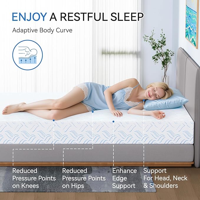 California King Memory Foam Mattress, 10 Inch Cooling Gel Bed in a Box, Foam Mattress with Removable Cover No Fiberglass, Support Cool Night Sleep & Pressure Relief, Made in USA, White(84"*72"*10")