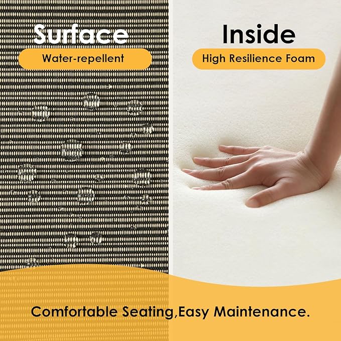 Outdoor Cushions for Patio Furniture Set of 2, 24"x24" Water Repellent Chair Cushions Removable Seat Bottom & Back Cushion Covers for Chair, Sofa, Couch, Dark Black Tan Stripe