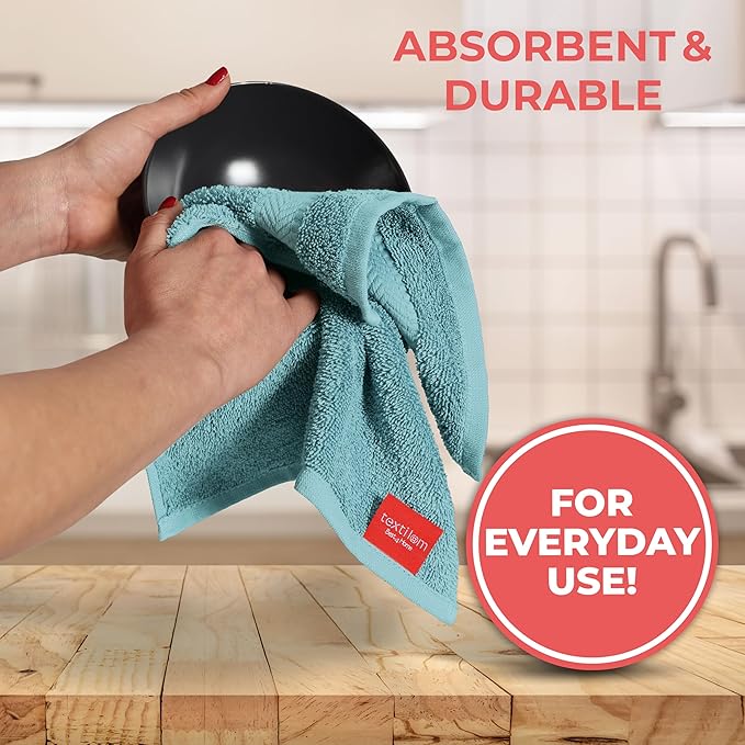 TEXTILOM 100% Turkish Cotton 3 Pcs Bath Towel Set, Luxury Bath Towels for Bathroom, Soft & Absorbent Bathroom Towels Set (1 Bathtowel, 1 Hand Towel, 1 Washcloth)- Aqua