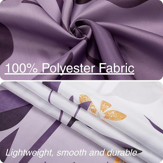 Eucalyptus Shower Curtain, Ombre Floral Leaves Plant Washable Fabric Bath Decor with 12 Hooks 72x72 inches, Lavender