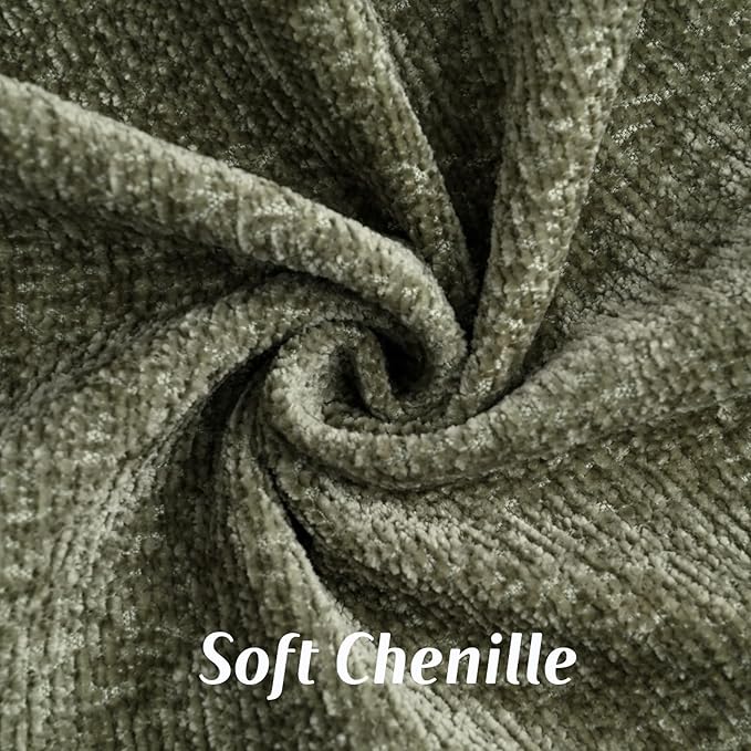 FUTEI Sage Green Chenille Throw Pillow Covers 22x22 Inch Set of 2,Soft Cozy Bound Edge Design Cushion Case,Home Decor for Couch Bed Living Room