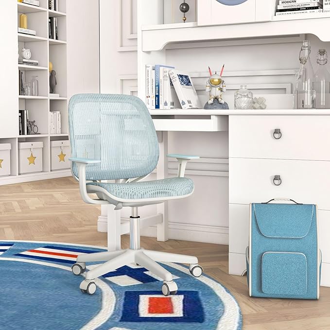 Costzon Kids Desk Chair, Height Adjustable Children Study Computer Chair with Armrests, Sit-Brake Casters, Swivel Mesh Task Chair for Boys Girls Teens Students, Kids Chair for Home, Office, School