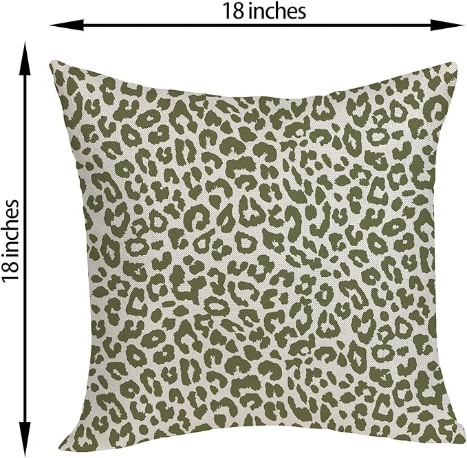 Leopard Print Pillow Covers 18x18 Pack of 2 Sage Green Animal Pattern Cheetah Decorative Throw Pillow Covers Outdoor Decor Boho Abstract Modern Pillowcase Farmhouse Cushion Case for Couch Sofa