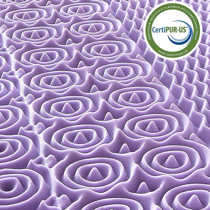 MUXHOMO 3.9 Inch 7-Zone Twin XL Mattress Topper, Egg Crate Foam Mattress Topper Twin XL Size for Back Pain, Lavender Cooling Gel Infused Bed Pad, CertiPUR-US and Oeko-TEX Certification (79"×38")