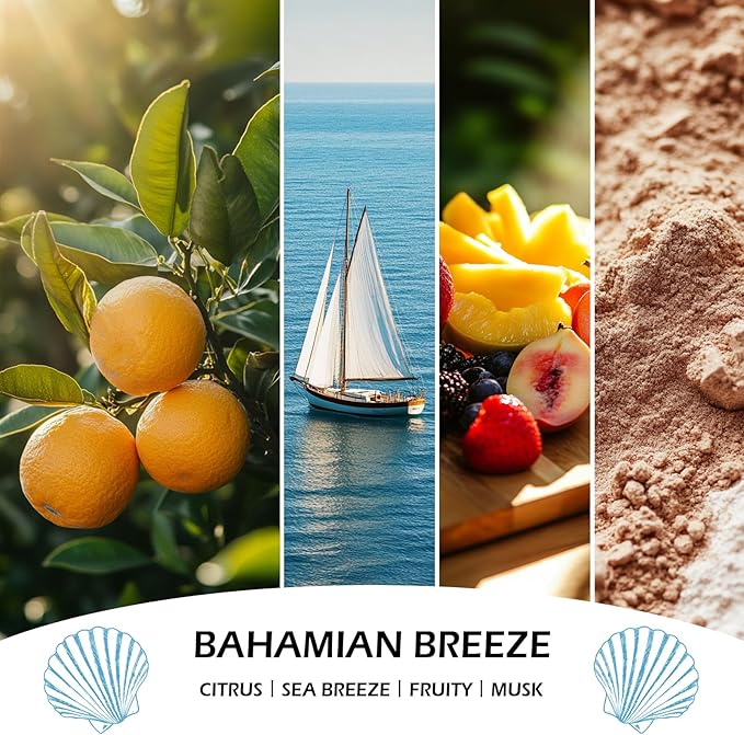 Bahamian Breeze Candles, 7oz Bahama Breeze Scented Candle, Natural Soy Candles for Home Scented, Long Lasting with 50 Hour Burn Time, Gifts for Men Women