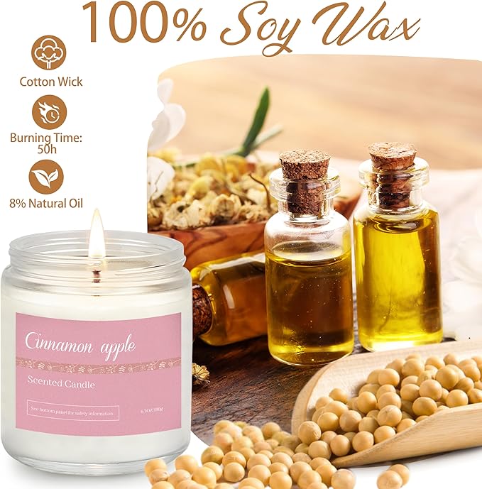 6 Pack Candles for Home Scented, Candle Gift Set for Women Men,Fall Scented Candle Natural Soy Candles for Autumn Home Deco, Pumpkin Candle, Relaxing, SPA, Holiday Gift