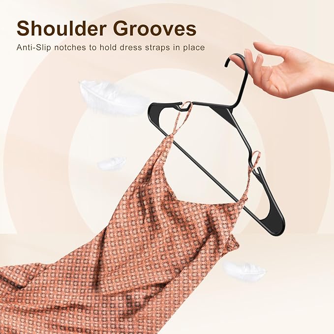 HOUSE DAY Premium Plastic Hangers 10 Pack, Clothes Hanger Space Saving, Heavy Duty Coat Hanger - Durable and Strong Closet Organizers and Storage Makes It Ideal Dorm Room Essentials (Black)