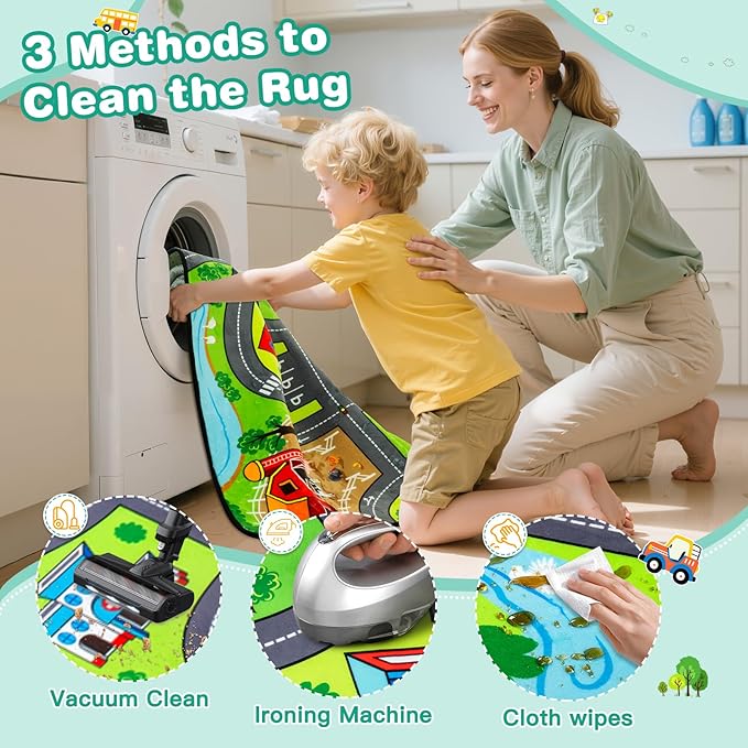 Road Car Rug, 3x5 Ft City Road Rug for Kids, Extra Thick (0.4in) Kids Floor Play Mat and Car Carpet with Realistic Colors - Perfect for Children, Soft and Non-Slip for Playroom and Bedroom