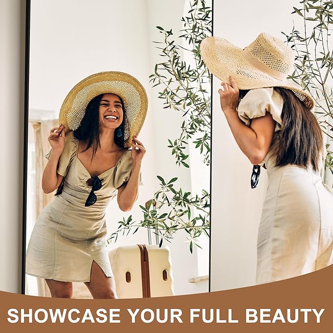 Delma Wall Full Length Mirror,Standing Mirror Full Body,Large Floor for Wall Door Bedroom Bathroom Living Room with Aluminium Frame(with Stand,70x30-Black)