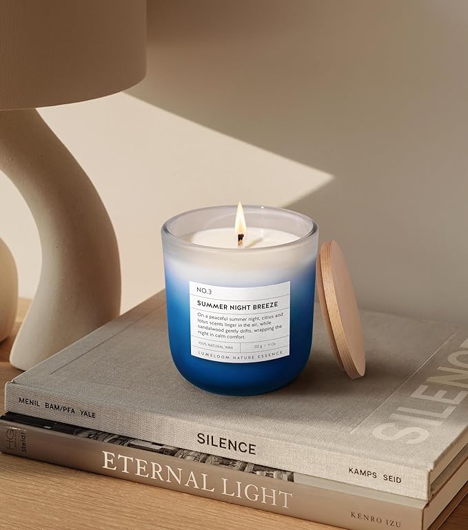 Summer Night Breeze Scented Candle, 11oz Aromatherapy Soy Wax Candles for Home Scented, Long Lasting, Fruits, Flower, Wood Scent Gift for Men, Women, Friends, Relaxation & Stress Relief