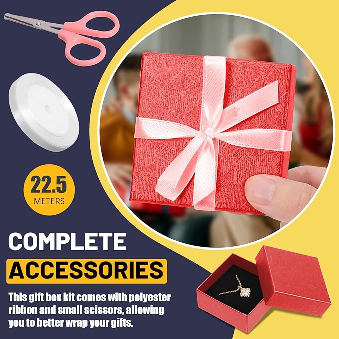 Glarks 17pcs 2.95 x 2.95in Jewelry Gifts Boxes Kit, Red Fan Shaped Jewelry Boxes for Ring Earring Jewelry, Christmas, Birthday, Anniversaries, Valentine’s Day, Mother’s Day and Other Festivals