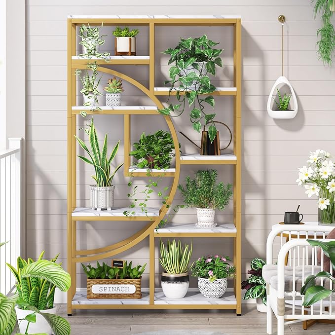 Tribesigns Bookshelf Industrial 5 Tier Etagere Bookcase, Freestanding Tall Bookshelves Display Shelf Storage Organizer with 9-Open Storage Shelf for Living Room, Bedroom