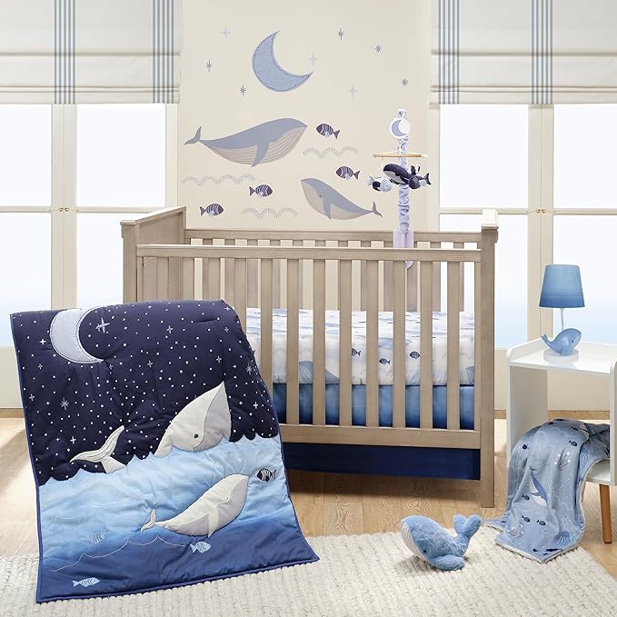 Lambs & Ivy Bubbles & Squirt Whale/Fish Musical Baby Crib Mobile Soother Toy