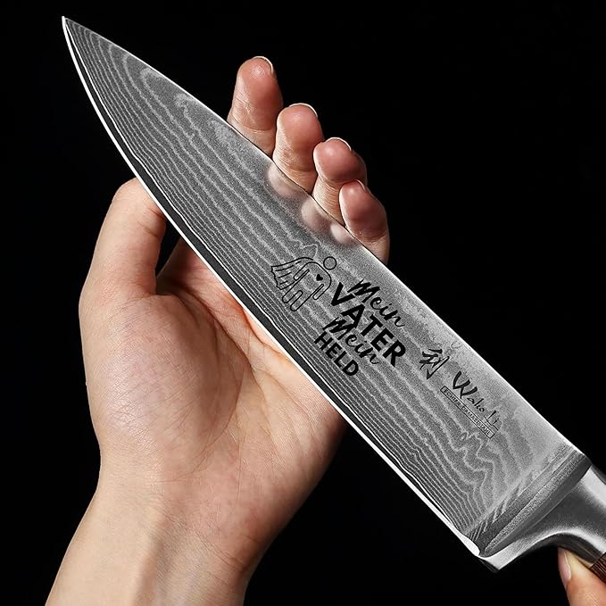 Wakoli 8-inch Damascus Chef Knife - 67-Layer VG10 Core Steel, Razor Sharp Professional Kitchen Knife with Ergonomic Pakkawood Handle, for Slicing, Dicing & All Cooking Tasks - Gift Box (EDIB)