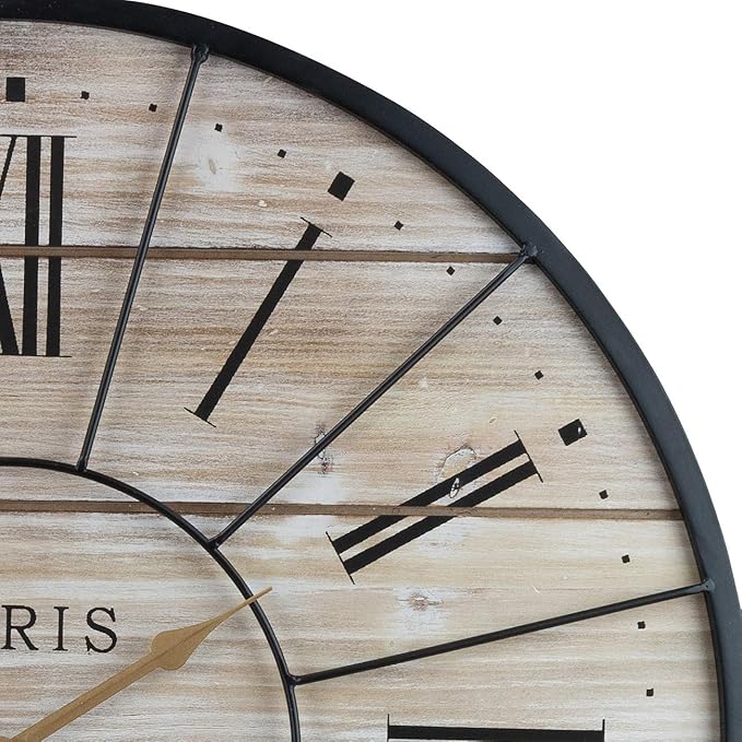 Sorbus Paris Large Wall Clock for Living Room - 24-Inch Oversized Centurian Roman Numeral Style Modern Clock - Wood Metal Decorative Analog Home Decor