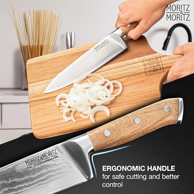 Damascus Knife 8 Inches | Professional Chef’s Knife | 67-Layer Damascus Steel – Razor Sharp Blade – Ergonomic Acacia Wood Handle – Versatile Kitchen Knives