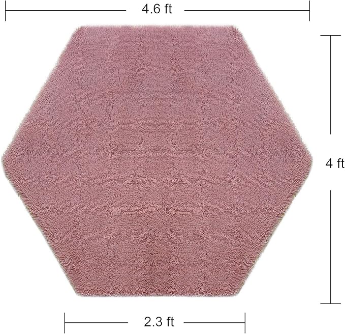 junovo Ultra Soft Rug for Nursery Children Room Baby Room Home Decor Dormitory Hexagon Carpet for Playhouse Princess Tent Kids Play Castle, Diameter 4.6 ft, Blush