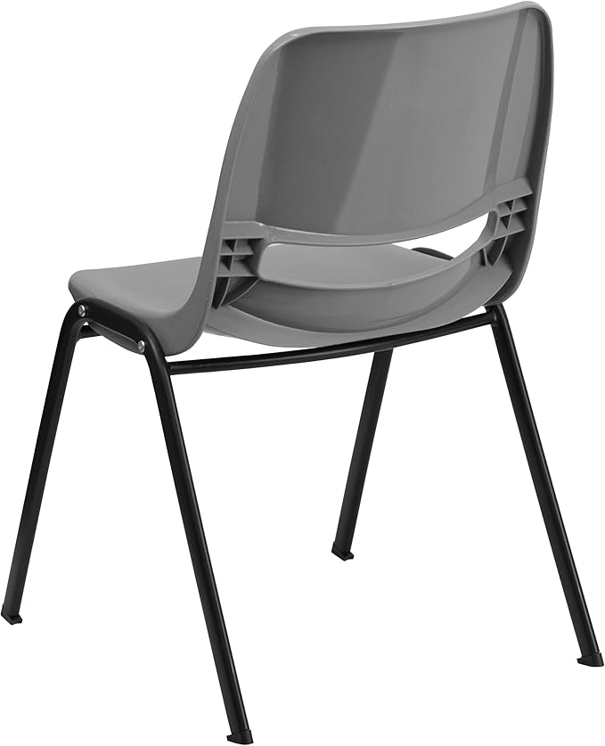EMMA + OLIVER Gray Ergonomic Shell Student Stack Chair - Classroom Chair / Office Guest Chair