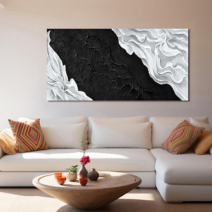 YISXINOAG Canvas Art Wall Decor Abstract Wall Art For Living Room Modern Canvas Prints Pictures For Wall Black And White Wall Art For Hotel Home Wall Decor 24x48 Inch