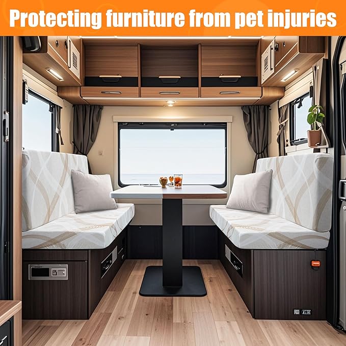 Rv Dinette Cushion Covers,Printing Stretchable Camper Cushion Cover,RV Cushion Slipcover,Rv Couch Cover Replacement for RV Camper Car Bench,2 Backrest Covers and 2 Bench Covers (Coffee colored lines)