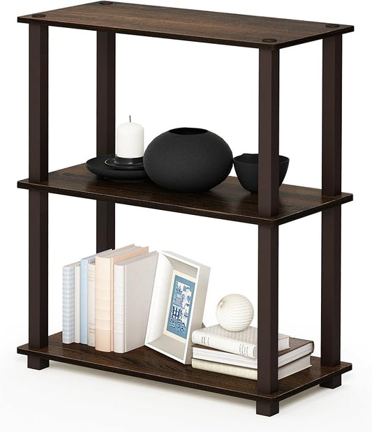 Furinno Turn-S-Tube 3-Tier Compact Multipurpose Shelf with Square Tube, Walnut/Brown (18025WN/BR)