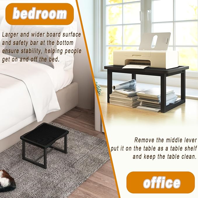 Step Stool for Adults Kids, Anti-Slip Sturdy Wooden Step Stools with 500 Lbs Capacity for High Beds,Closet, Bathroom,Kitchen, Potty Training