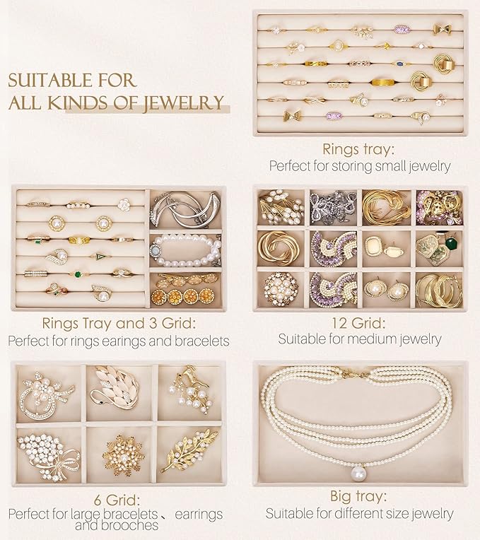 Homde Jewelry Box Acrylic for Home: Necklace Ring Organizer for Women in Vanity - Large Bracelet Earring Holder with Compartments