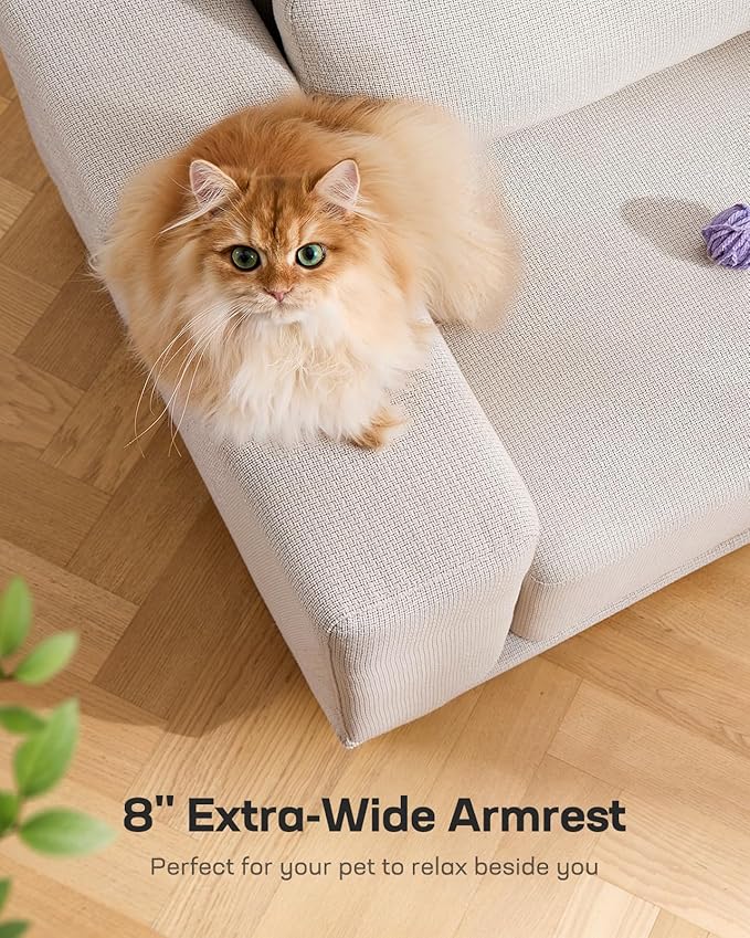 Marsail 40" Sofa Couch, 1-Seater Couches with Wide Armrests & Deep Cushions, Modern Linen Fabric Sofas for Living Room, Comfy Upholstered Couch with Removable Washable Covers, Beige