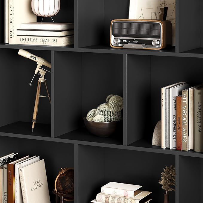 Book Shelf with 10-Cube, 43” Wide Bookshelf with Anti-Tip Device, 38” Tall Open Bookcase, Modern Display Organizer Book Case for Home Office, Entryway, Living Room, Bedroom, Study Room