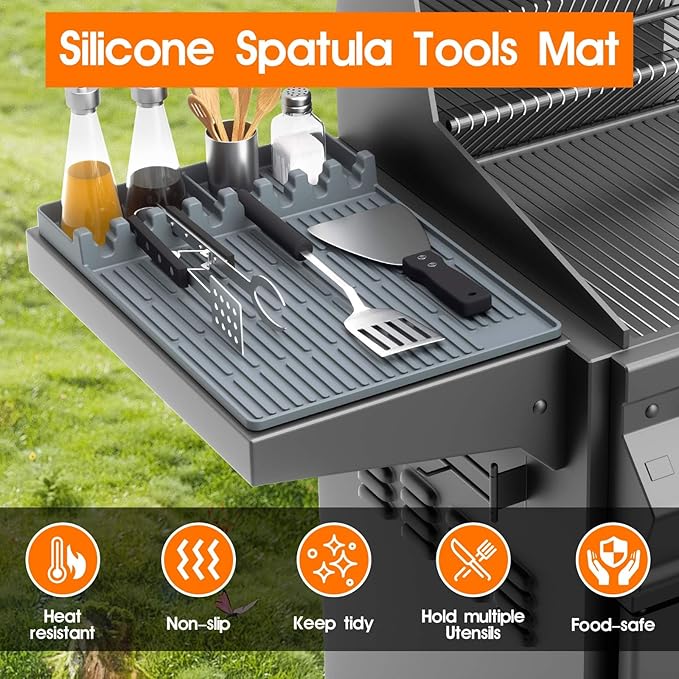 Silicone Griddle Tool Mat for Blackstone, 16"x11.5" Easy to Clean Heat Resistant Non-Stick Antislip Spatula Mat Griddle Accessories for Outdoor Grill BBQ Cooking Kitchen Counter (Gray)