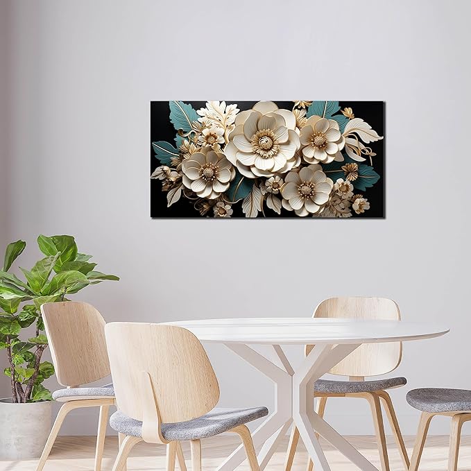 Flower Canvas Wall Art for Living Room Bedroom Home Office White Flower Picture Artwork Large Framed Wall Art Modern Canvas Prints Size 20x40
