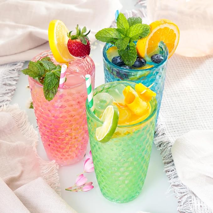 BELLAFORTE Shatterproof Tritan Plastic Tall Tumbler, 19oz Drinking Glasses Set of 4 - Laguna Beach Unbreakable Outdoor Drinkware for Party, Poolside, Indoor Use - Dishwasher Safe, BPA Free - Green