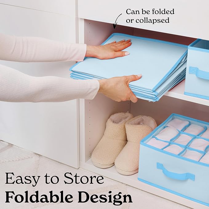 SMIRLY 6 Shelf Hanging Closet Organizer Hanging Shelves, Closet Hanging Organizer with 2 Sturdy Hooks for Wardrobe, Nursery, Storage (Blue, Separate)