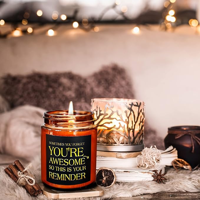 Birthday Gifts for Women, Men - You're Awesome Soy Jar Candles - Unique Thank You, Friendship Gifts for Her, Best Friend, Sister, Girlfriend - Relaxing Stress Relief Scented Candle for Home