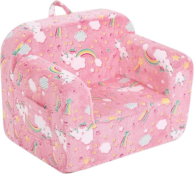 Toddler Chair Plush Kids Couch, Comfy Kids Sofa Toddler Lounger Chair for Bedroom, Convertible Toddler Couch for Girls and Boys, Reading Chair for Kids