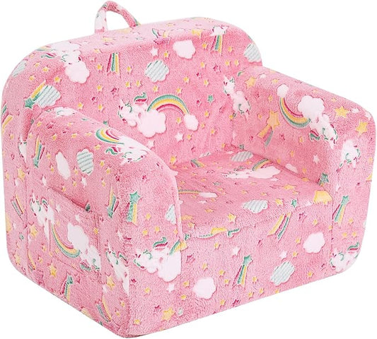 Toddler Chair Plush Kids Couch, Comfy Kids Sofa Toddler Lounger Chair for Bedroom, Convertible Toddler Couch for Girls and Boys, Reading Chair for Kids