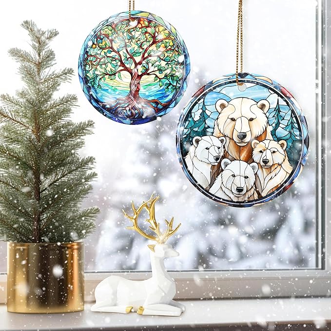 Christmas Ornament, Four Polar Bear Ornament, Christmas Decorations for Tree, Heirloom Keepsake, Gift Idea