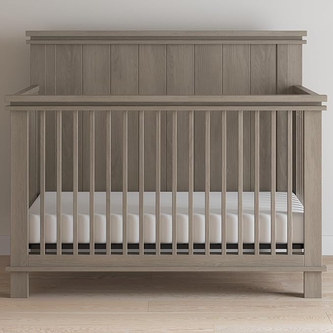 Child Craft Denman 4-in-1 Convertible Crib, Baby Crib Converts to Day Bed, Toddler Bed and Full Size Bed, 3 Adjustable Mattress Positions, Non-Toxic, Baby Safe Finish (Crescent Gray)