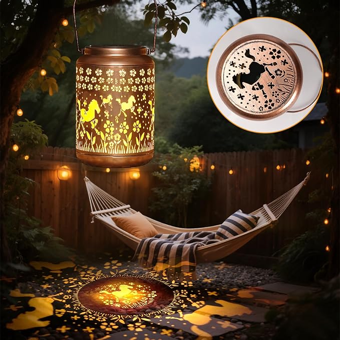 Solar Lanterns Outdoor, Horse Lantern Garden Decor Waterproof Decor Light Hanging Solar Lights Yard Decor, Gifts for Women, Gifts for Mom, Gifts for Grandma