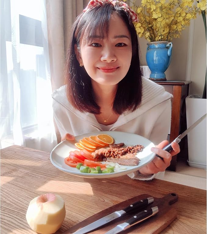 3-Piece Kitchen Knife Set,Fruit Knife Set,Precision Forged High-Carbon Stainless Steel, Black Ergonomic Handle, 3.5" & 5" Straight & Serrated Edge