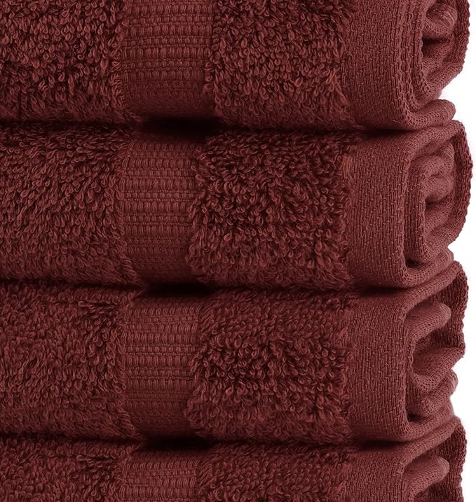 Chakir Turkish Linens | Hotel & Spa Quality 100% Cotton Premium Turkish Towels | Soft & Absorbent (4-Piece Washcloths, Cranberry)