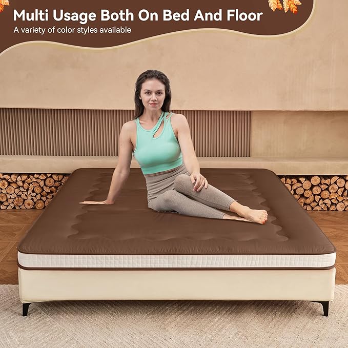 Dr.Futon Japanese Floor Futon Mattress Extra Thick Folding Roll Up Bed Topper Mat for Guest,Lounger and Tavel